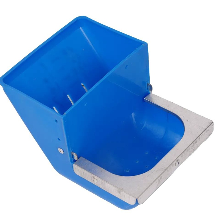 Blue Plastic and Stainless Steel Anti-Waste Rabbit Feeder