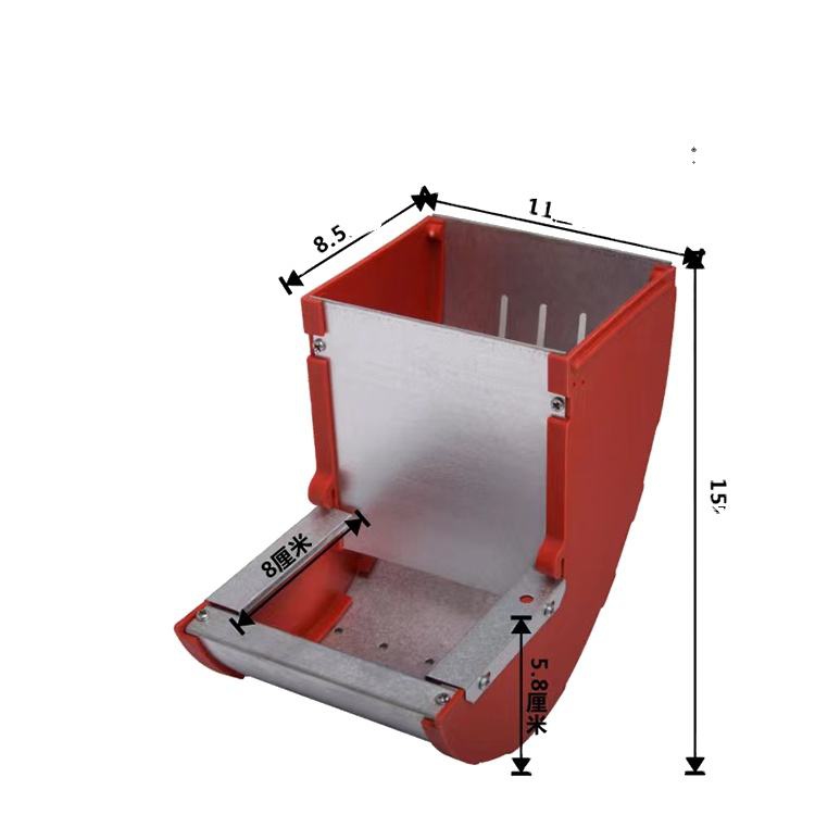Red & Steel Anti-Waste Rabbit Feeder with Removable Tray