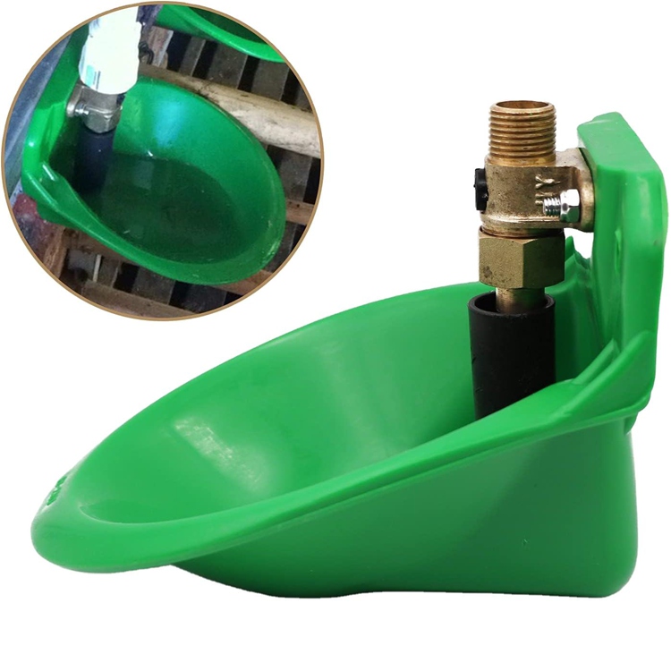 Green Automatic Livestock Water Bowl with Brass Valve